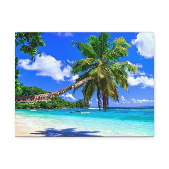 Exotic Tropical Beach Scenery Ocean Canvas Wall Art for Home Decor Ready-to-Hang
