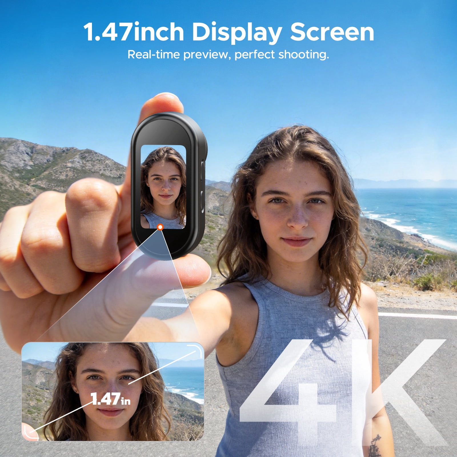 Campark Thumb Actioncam 4K POV Camera Mini Body Cam for Vlogging Travel with Magnetic Mount