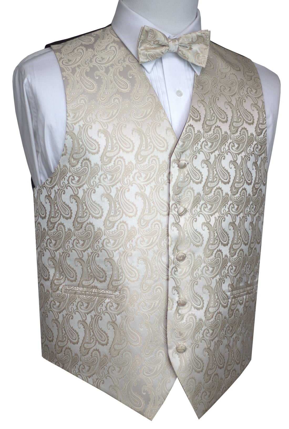New Men's Formal Vest Tuxedo Waistcoat Coral with Bowtie wedding prom party 