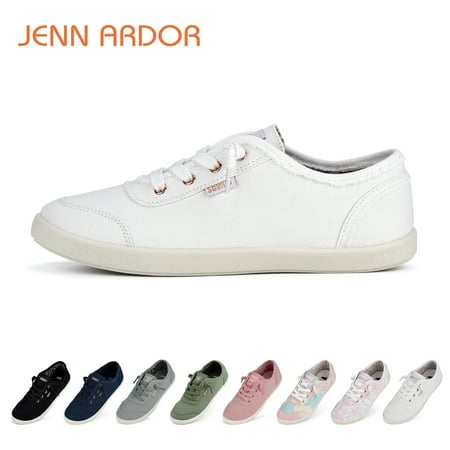 

JENN ARDOR Women s Canvas Sneakers Lace Up Casual Shoes Low Top Athletic Shoes Fashion Non-Slip Flats