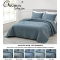 thumbnail image 6 of Chezmoi Collection Weaver Dusty Blue Bedspread Coverlet Set Crinkle Textured Zig Zag Bedding Cover Quilt Set 3-Piece King, 6 of 6