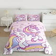 thumbnail image 2 of Homewish Kids Children Kawaii Unicorn Bedding Comforter Set 2pcs,Cartoon Animal Twin Comforter Sets Microfiber,Cute Rainbow Breathable Bedding Set,Super Cozy Room Decor,Reversible, 2 of 8