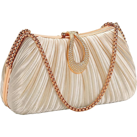 JKCCZLL Women Elegant Evening Clutch Bag Purse with Detachable Chain Shoulder Crossbody Bags, Handbag for Wedding Party,Apricot,party