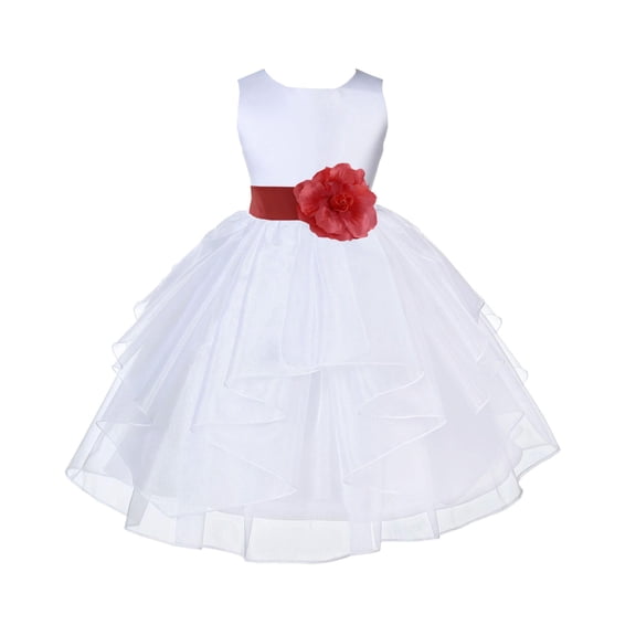 Ekidsbridal White Guava Shimmering Organza Flower Girl Dress Junior Bridesmaid Wedding Pageant Communion Baptism Gown 4613T S