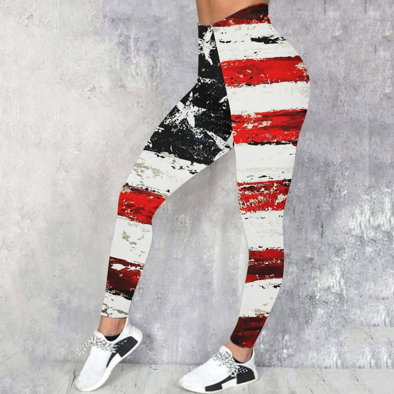 Soft Leggings for Women Fourth July Trendy Casual Print Breathable