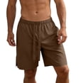 thumbnail image 2 of TEAJOPSUU Men's Sport Shorts Moisture-Wicking Elastic Waist Drawstring Casual Solid Color Outdoor Shorts I-Coffee, 2 of 7