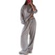 thumbnail image 1 of Pijamas de rayas for mujer, conjuntos de 2 piezas, camisetas de manga larga, pantalones anchos con cordón, conjuntos a juego, conjuntos de estar en casa, 1 of 7