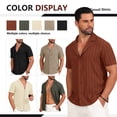 thumbnail image 6 of Iceglad Mens Casual Button Down Shirts Short Sleeve Striped Shirts Textured Summer Beach Shirt Brick Red L, 6 of 9