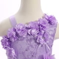 thumbnail image 2 of IDOPIP Infant Baby Flower Girl Dress Asymmetric Shoulder 3D Flowers Toddler Wedding Formal Birthday Party Pageant Tiered Tulle Gowns Tutu Dresses 3-4 Years Purple, 2 of 7