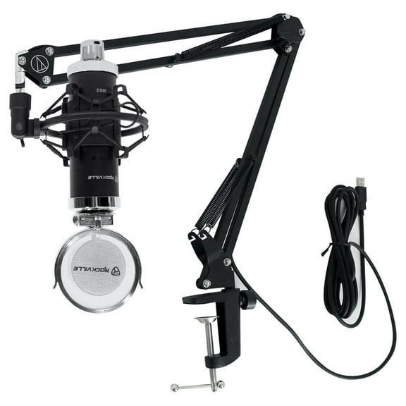 Rockville RCM03 Studio Recording Condenser Microphone and Audio Technica Boom Arm