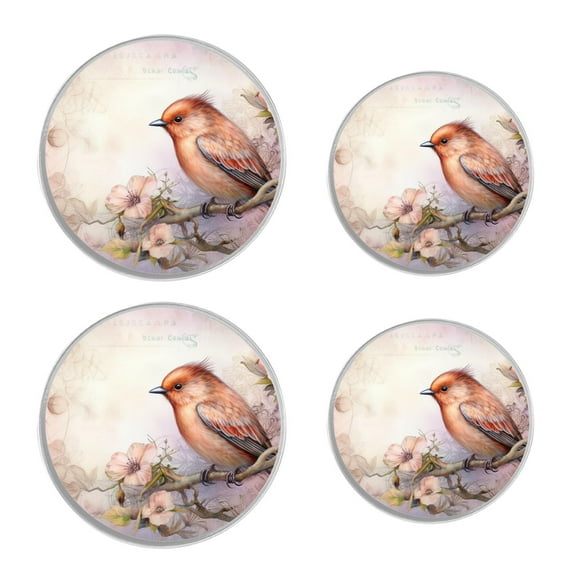 Round Stove Burner Covers 4 Pcs Metal Electric Stove Burner Covers 8Inch And 10Inch ,bird and vintage letter Aesthetic Design