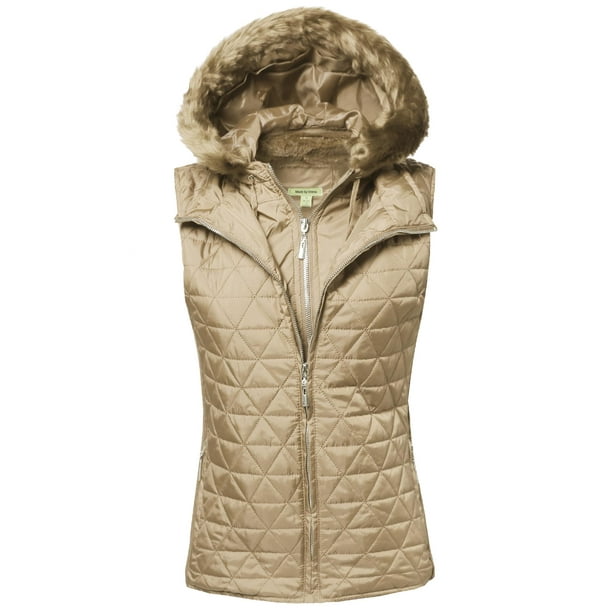 FashionOutfit Women's Quilted Vest with Detachable Hood