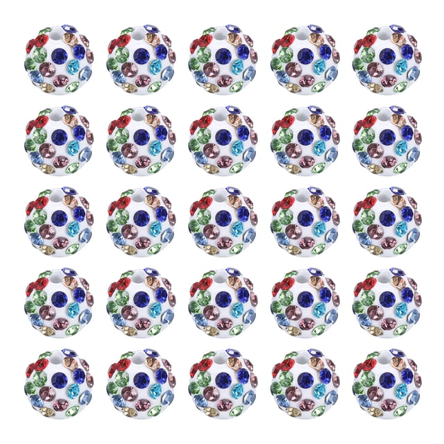 Unique Bargains 10mm Rhinestone Clay Beads, Pave Crystal Disco Rhinestone Bead for DIY Jewelry Making Bracelet Multicolor 50Pcs