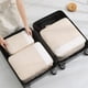 thumbnail image 1 of Juego de bolsas organizadoras de viaje | Almacenamiento de compresión para ropa, zapatos, artículos de tocador | Paquete de 3 | Beige | Material de la tela | Medidas: 38x10cm, 30x10cm, 20x10cm |, 1 of 8