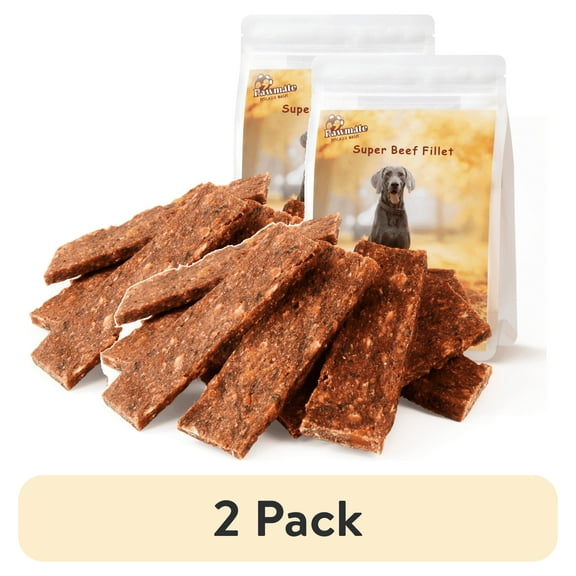 (2 pack) Pawmate Beef Sweet Potato Dog Treats, Jerky Treats with Oats Healthy Chewy Training Snacks for All Dogs, 12 Count