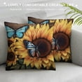 thumbnail image 3 of PIKWEEK  Rustic Sunflower Pillow Case Blue Butterflies Throw Pillow Covers Pillowslip Christmas Decorative Couch Pillow Cases Microfiber Pillow Square Cushion Cover for Sofa Bed Car, 3 of 5
