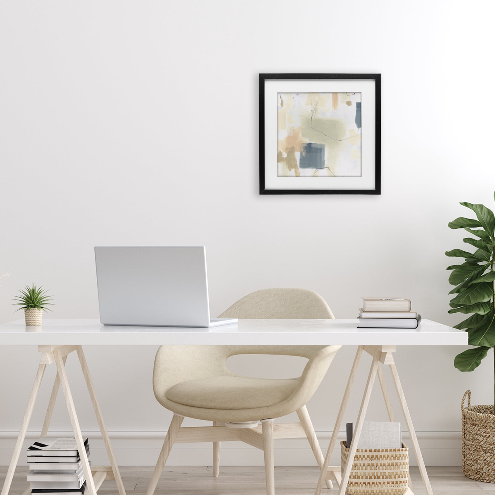 Stupell Industries Minimal Plaster Line Black Framed Print Under Glass, design by June Erica Vess