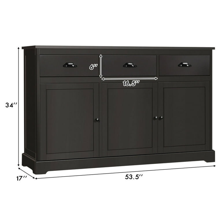 Gymax 3 Drawers Sideboard Buffet Cabinet Console Table Kitchen Storage Cupboard White Gymax 3 Drawers Sideboard Buffet Cabinet Console Table Kitchen Storage Cupboard White