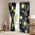 thumbnail image 3 of Manfei Boho Sun Blackout Curtains Set of 2 (52x84 Each),bohemian Exotic Style Window Curtains,Gold Stars Print Curtains and Drapes For Men Women,Breathable Home Decor, 3 of 6