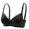 thumbnail image 2 of Xdegoge Push Up Lace Bra for Women Underwire Padded T-Shirt Bra with Scalloped Edge Detail Lift and Support Balconette Bralettes Elegant Embroidery Everyday Underwear, 2 of 3
