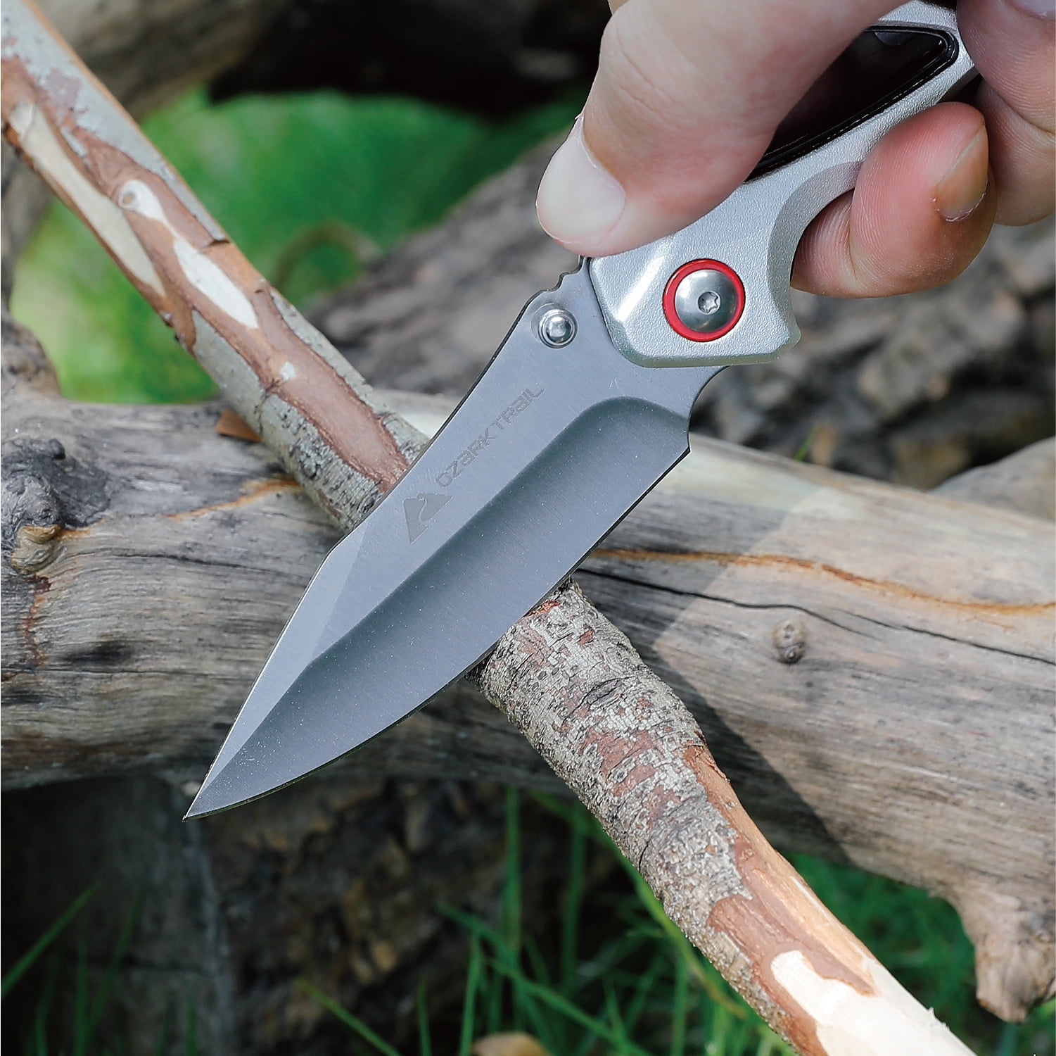 Ozark Trail 7.5-Inch Ball Bearing Folding Knife with Aluminum Handle and Stainless Steel Blade