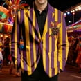 thumbnail image 2 of IWRICH Men's Mardi Gras Suit Jacket Printed Corduroy Lapel Button Blazers Jackets with Pockets for Formal Event 02-Yellow L, 2 of 4