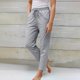 thumbnail image 1 of WILLBEST Pantalones Casuales de Verano para Mujer, Elásticos, de Cintura Alta, a Rayas, de Lino, con Pierna Ancha, Holgados, para Uso Diario. Chica, 1 of 4