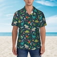 thumbnail image 2 of Qekee Christmas Dinosaur colorful Print Hawaiian Shirt for Men Short Sleeve Button Down Shirts Beach Tropical Casual Shirts,Medium, 2 of 7