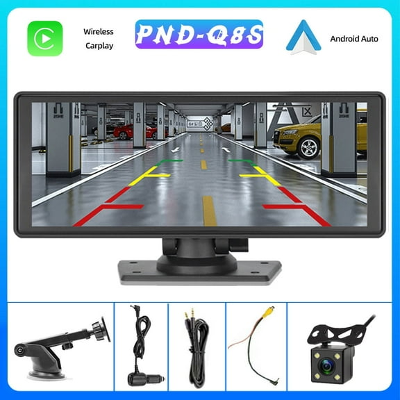 Portable Wireless Carplay&Android Auto Car Stereo,Newest 9.3 Inch Touch Screen Car Stereo with Bluetooth/FM Synchronization/Rear Camera Navigation Unit Player with Bluetooth FM Transmitter,AUX, TF