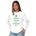thumbnail image 4 of Keep Calm Ginger On St Pattys Humor Plus Size Long Sleeve Graphic Tee Shirt Brisco Brands 2X, 4 of 5