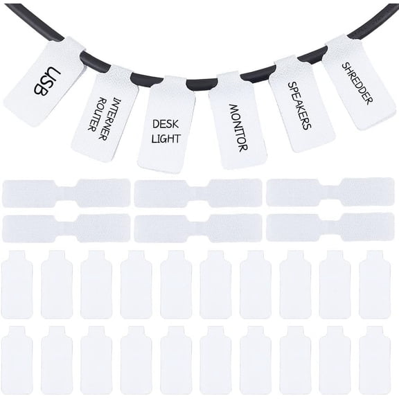80 Pcs Cable Tags Self-Adhesive Cable Labels Nylon Writable Cord Tags Cable Tear Resistant Wire Labels Waterproof Cord Labels Tags for Electronics Computers Cable Management White 80pcs