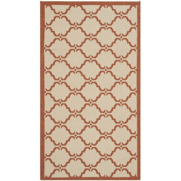SAFAVIEH Courtyard Estelle Geometric Indoor/Outdoor Area Rug, Beige/Terracotta, 2' x 3'7"