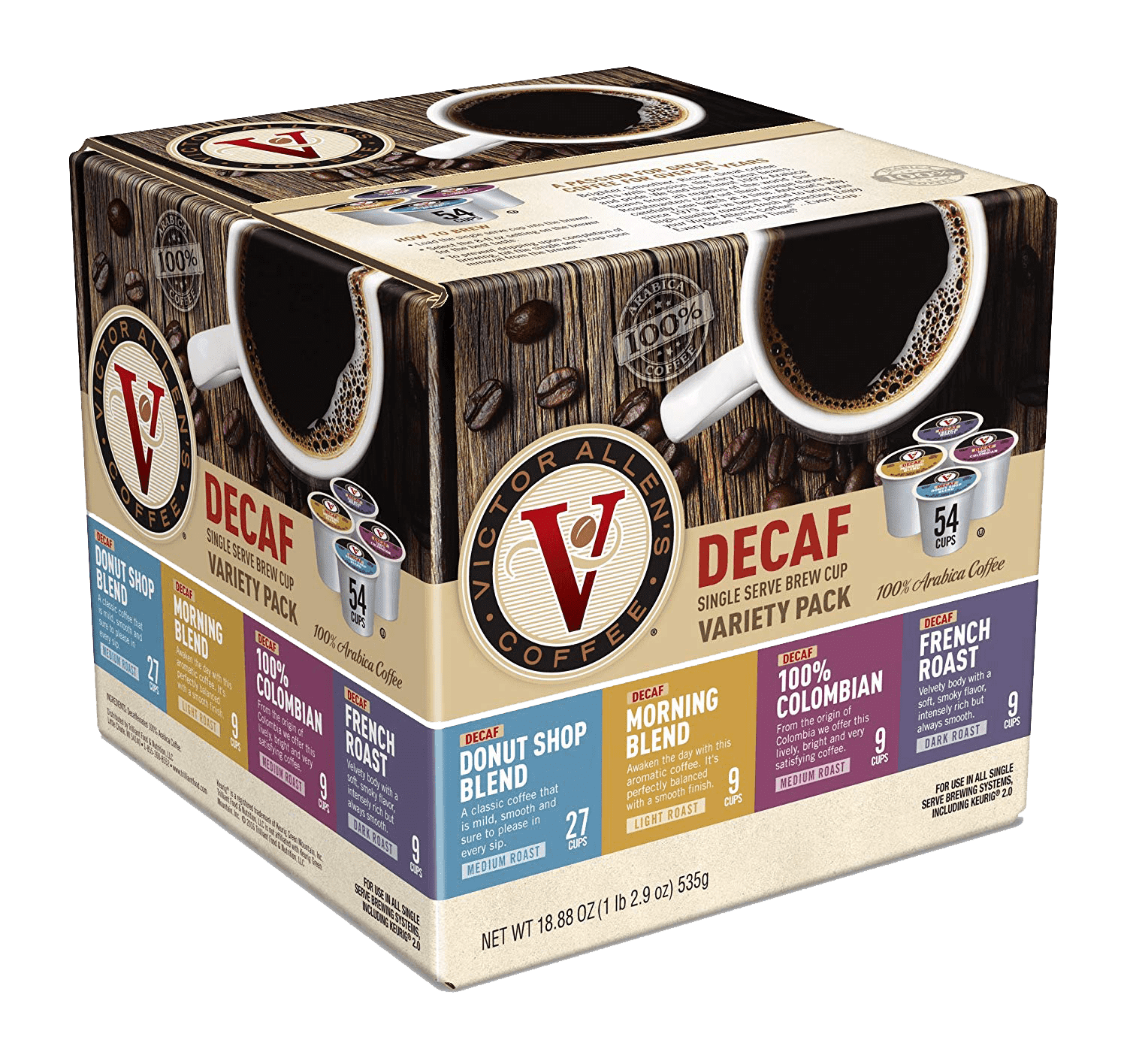 Victor Allen's Coffee Decaf Coffee Favorites Variety Pack 54 Count
