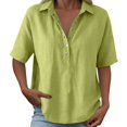 thumbnail image 4 of Duoif Womens Tops Women'S V Neck T Shirt Pullover Mid Sleeve Button down Shirt Green XXL, 4 of 4