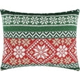 thumbnail image 2 of Greenland Home Fashions Fair Isle Holiday Red Velvet Quilted Pillow Sham, King, 2 of 5