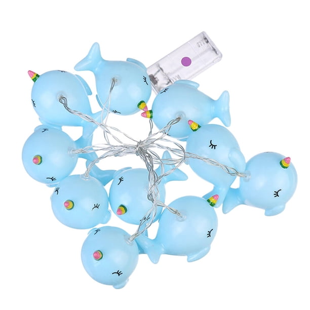 Guirnalda de luces LED con forma de ballena de 1,5 m y 10 LED, decorativa, funciona con pilas, ideal para Navidad, bodas, cumpleaños, festivales, fiestas (luz de colores, sin pilas)