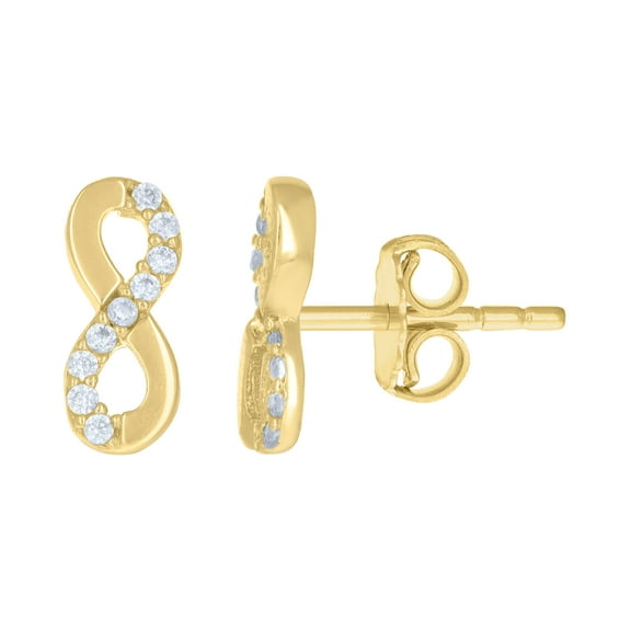 10kt Real Yellow Gold Womens Cubic-Zirconia Infinity Love Stud Earrings