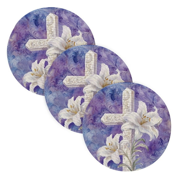 BZSMCE Mats for Pots,Pans Place Easter Cross Printing Simple Style Pattern Pot Mats