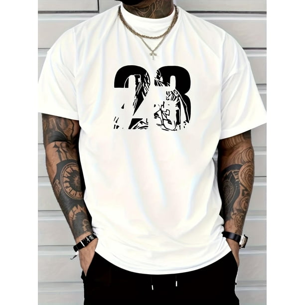 Men's round neck short-sleeved T-shirt with simple style and fashionable regular version T-shirt, casual and comfortable breathable top for spring and summer vacation,men's wear Tee For Adult, Men, W