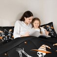 thumbnail image 4 of Manfei Halloween Gothic Skeleton Twin Comforter Sets 2pcs, Festival Pumpkin Bedding Set, Black Orange White,Black Reversible,1 Comforter and 1 Pillowcase, 4 of 6