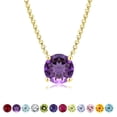 thumbnail image 1 of JeenMata Hermoso Collar con Colgante Solitario con Piedra Natal de Febrero de Corte Redondo de 1 Quilate, Amatista, Chapado en Oro Amarillo de 18 Quilates, Mujer, Adulto, 1 of 6