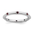 thumbnail image 1 of Solid 925 Sterling Silver Stackable Garnet January Red Gemstone Ring Eternity Band Size 5, 1 of 6