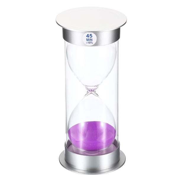 Temporizador de arena de 45 minutos Uxcell, reloj de arena, cuenta regresiva de vidrio de arena, arenas moradas