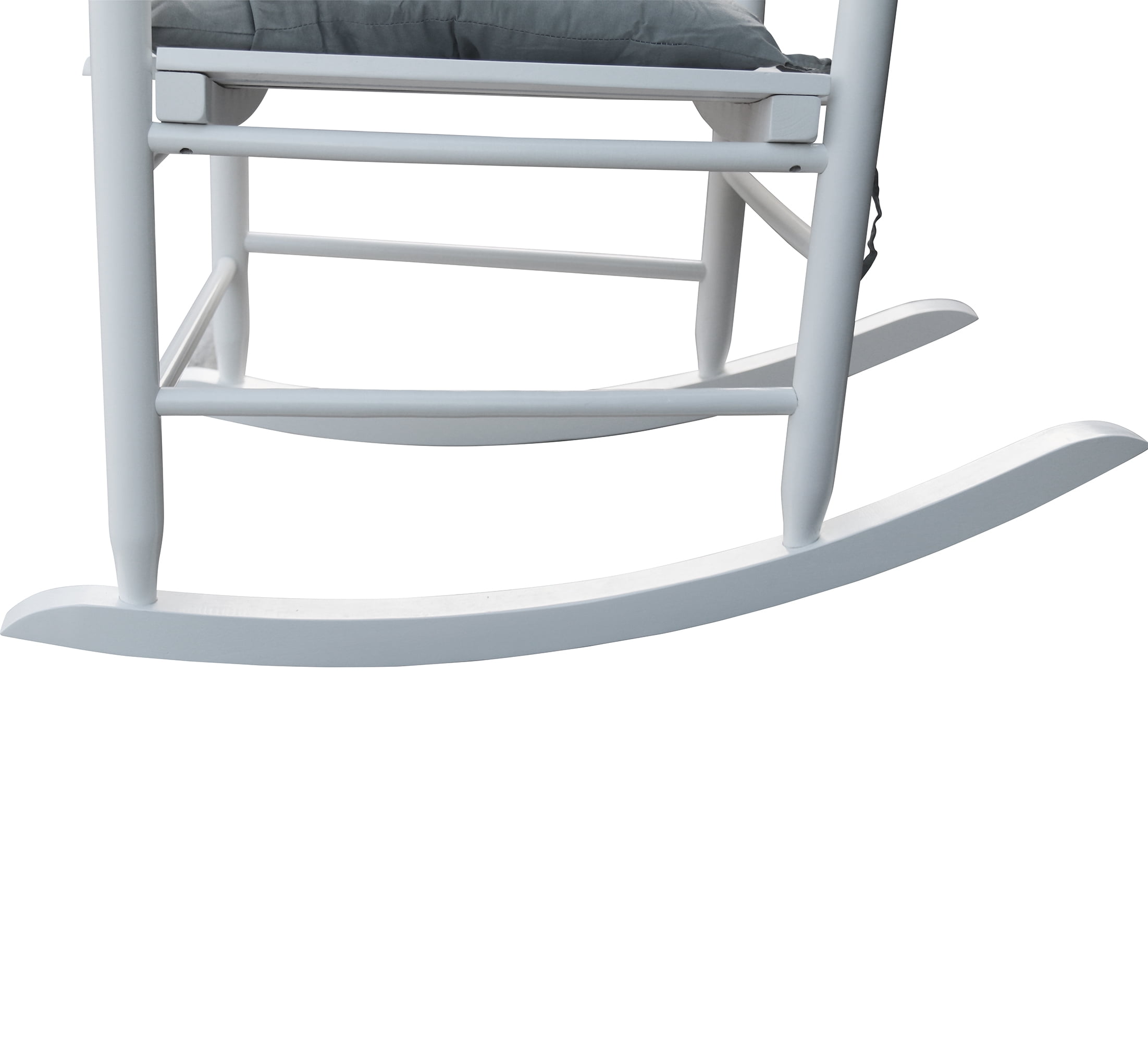 Outdoor Wooden Rocker Chair, Finished Porch Leisure Rocking Chair No Mat Needed for Patio Garden, White