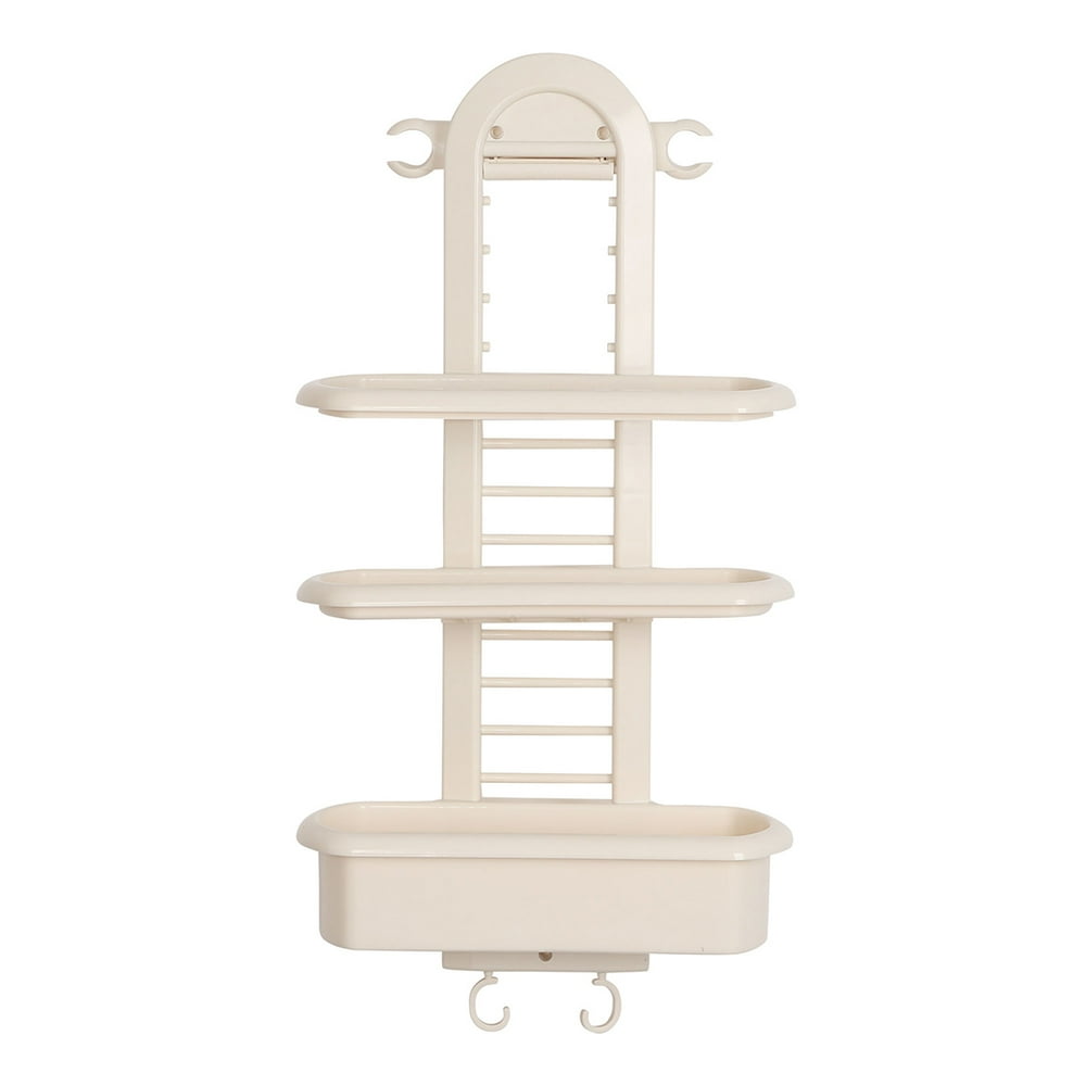 Plastic 3 Tier Hanging Bathroom Tub Shelf Organizer for Bathroom Beige