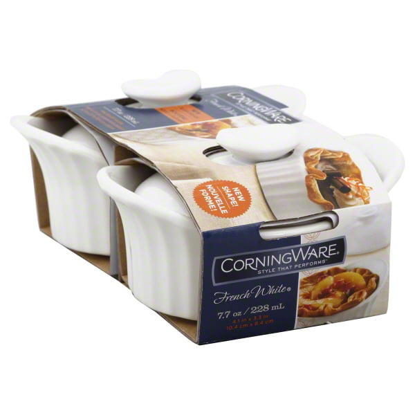 Corningware 1107261 French White Iii Dessert Baker with Ceramic Lid 2-Pack