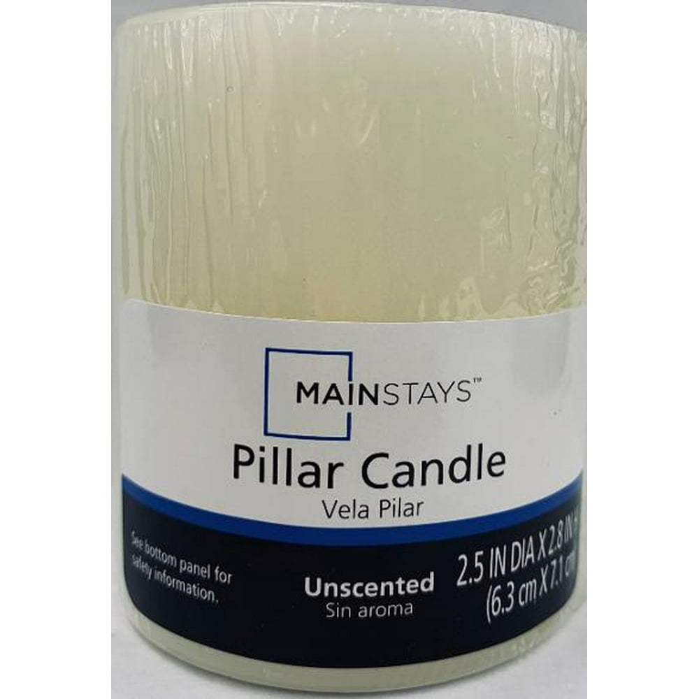 Mainstays Unscented Pillar Candles, 2.5x2.8 inches, Ivory