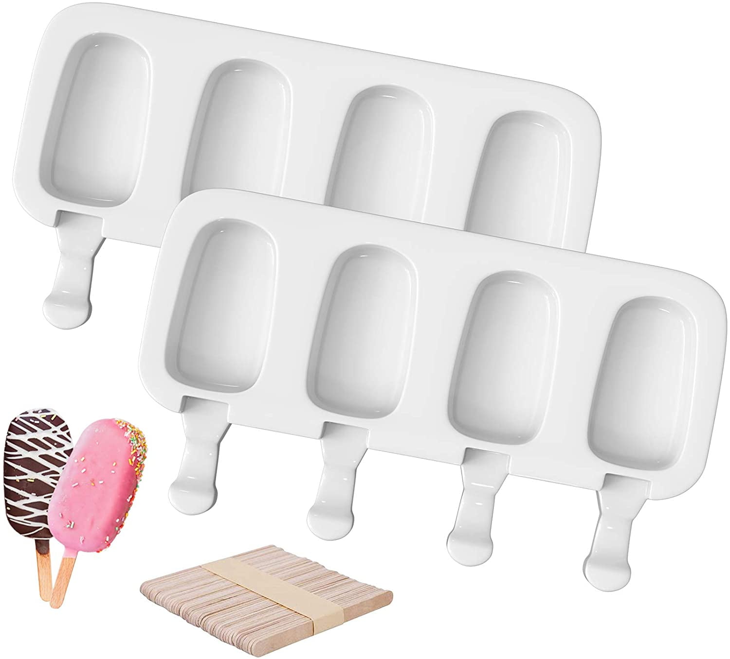 Silicone Popsicle Molds, 4 Pack Ice Cream Mold Reusable Soft