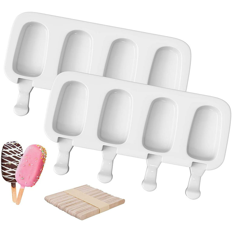 Chainplus 2 Pack Small Popsicles Molds, 4 Cavities Ice Cake Pop
