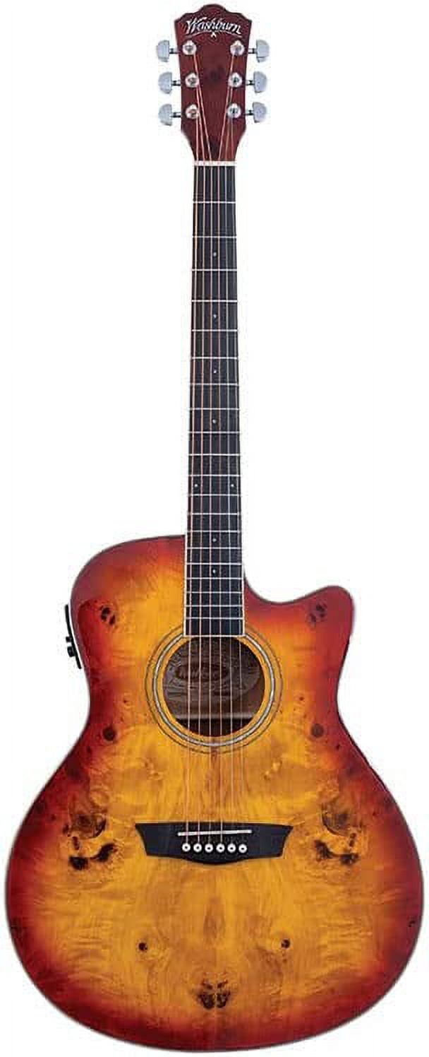 Washburn Deep Forest Burl Grand Auditorium Acoustic Electric Guitar - Amber Fade